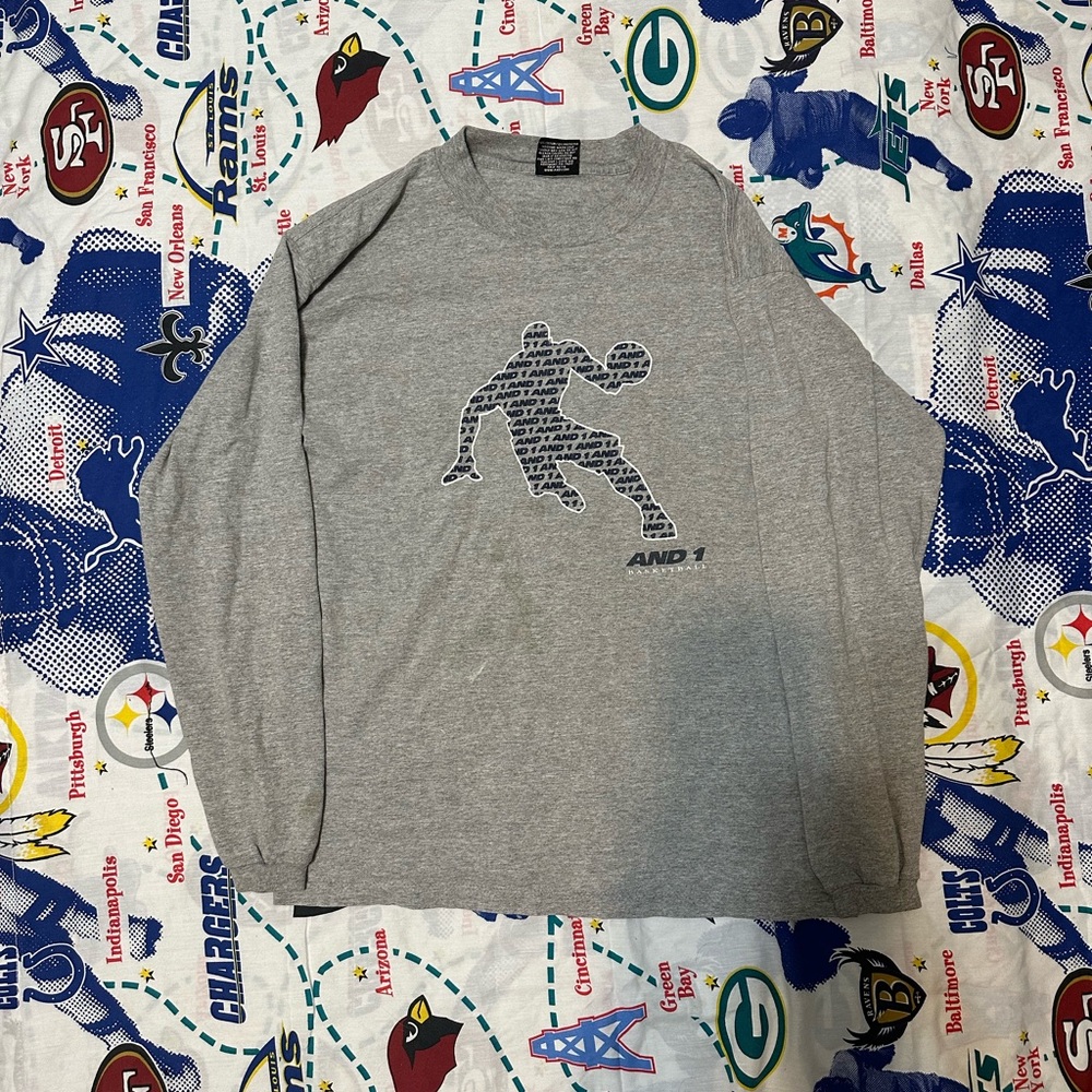 Vintage AND1 Basketball Heavy Graphic Textured Long Sleeve T Shirt